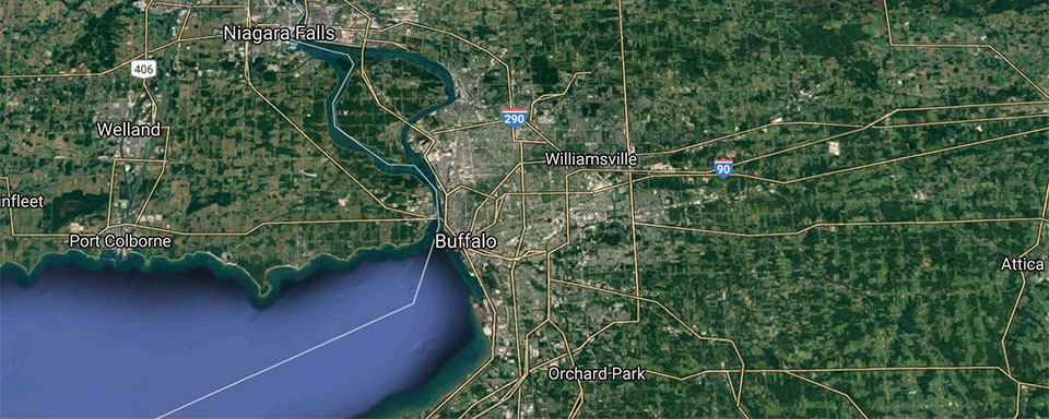 satellite map of Western New York